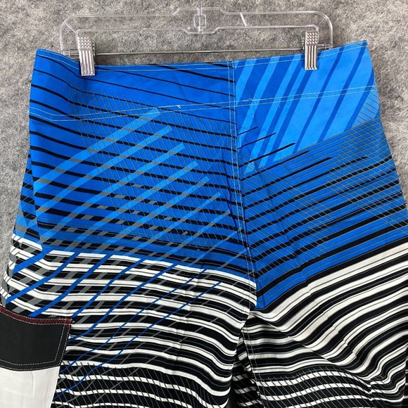 Molokai Board Shorts Size 36 Men's 100% Polyester Adults Blue Striped 3 - Picture 6 of 7